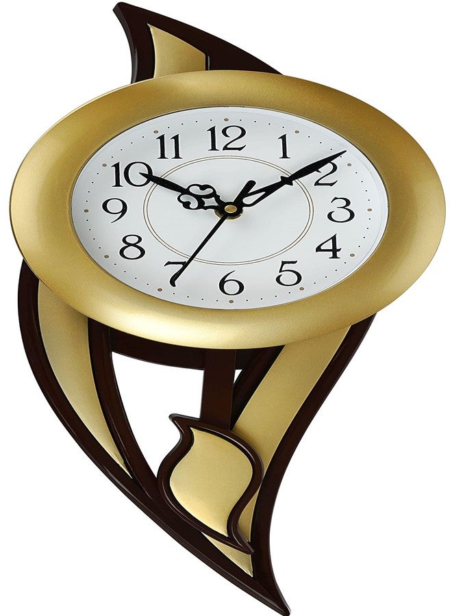 Harbour Plastic Analog Latest Stylish New Models Wall Clock With Pendulum For Home Living Room Hall Bedroom (Size Height 42 CM X Width 17.5 CM)-Parwp (Golden) - Image 4